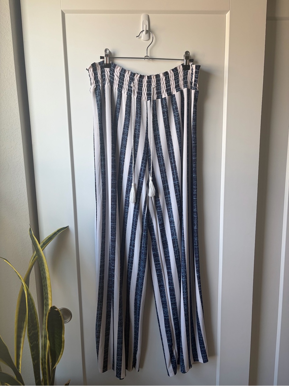 west loop Navy and White Vertical Stripe Palazzo Pants